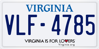 VA license plate VLF4785