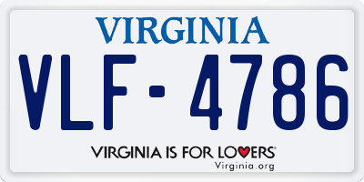 VA license plate VLF4786
