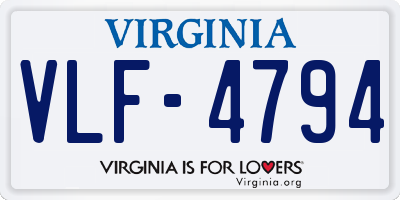 VA license plate VLF4794