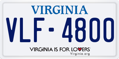 VA license plate VLF4800