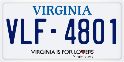 VA license plate VLF4801