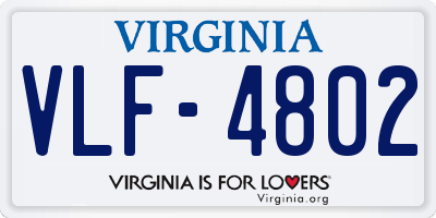 VA license plate VLF4802