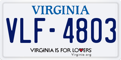 VA license plate VLF4803