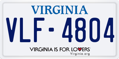 VA license plate VLF4804