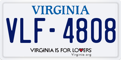 VA license plate VLF4808