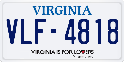 VA license plate VLF4818