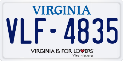 VA license plate VLF4835