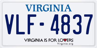 VA license plate VLF4837