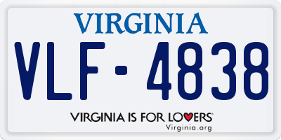 VA license plate VLF4838