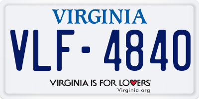 VA license plate VLF4840