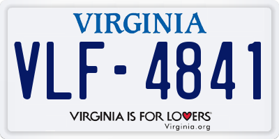 VA license plate VLF4841