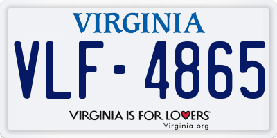 VA license plate VLF4865