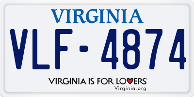 VA license plate VLF4874