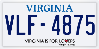 VA license plate VLF4875