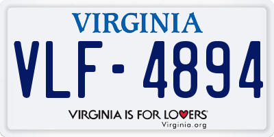 VA license plate VLF4894
