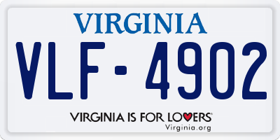 VA license plate VLF4902