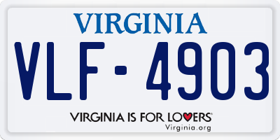 VA license plate VLF4903