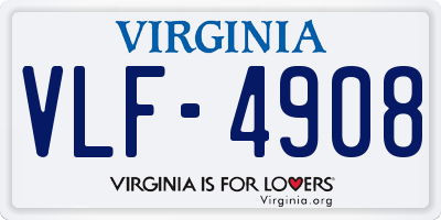 VA license plate VLF4908