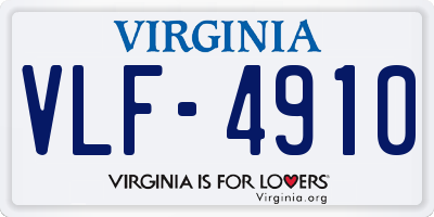 VA license plate VLF4910