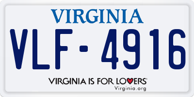 VA license plate VLF4916