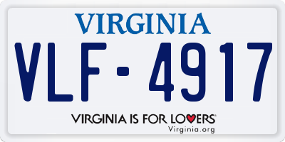 VA license plate VLF4917