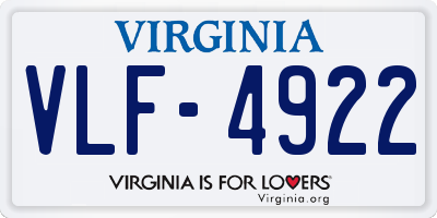 VA license plate VLF4922