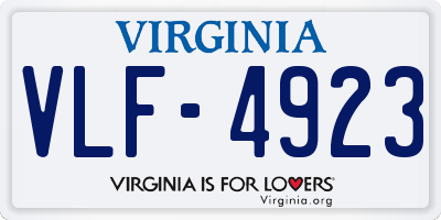 VA license plate VLF4923