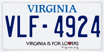 VA license plate VLF4924