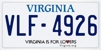 VA license plate VLF4926