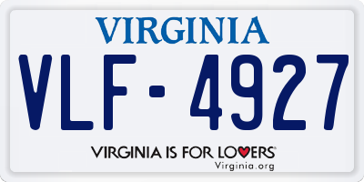 VA license plate VLF4927