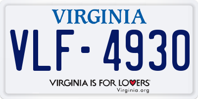 VA license plate VLF4930