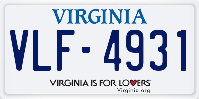 VA license plate VLF4931