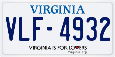 VA license plate VLF4932