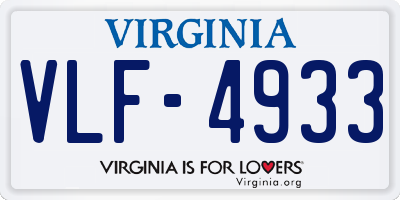 VA license plate VLF4933