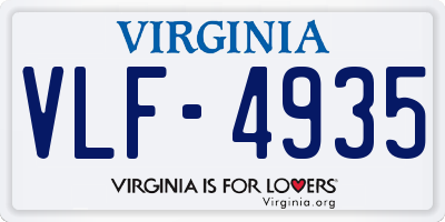 VA license plate VLF4935