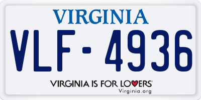 VA license plate VLF4936