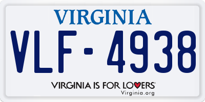 VA license plate VLF4938