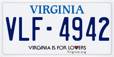 VA license plate VLF4942