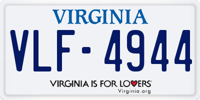 VA license plate VLF4944