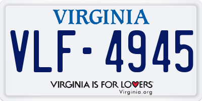 VA license plate VLF4945