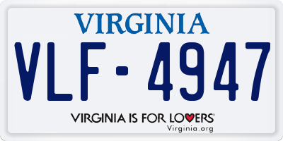 VA license plate VLF4947