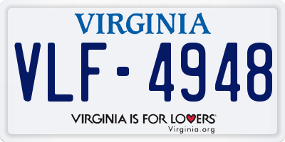 VA license plate VLF4948