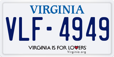 VA license plate VLF4949