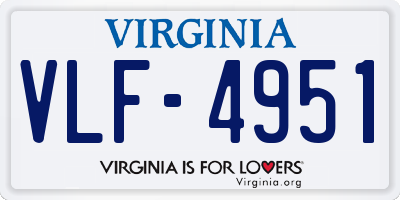 VA license plate VLF4951