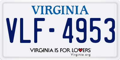 VA license plate VLF4953