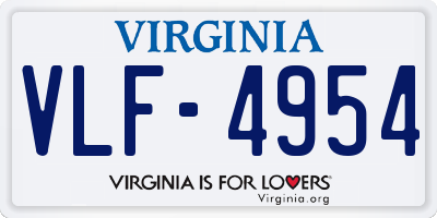 VA license plate VLF4954