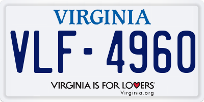 VA license plate VLF4960