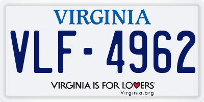 VA license plate VLF4962