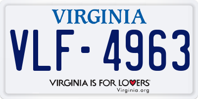 VA license plate VLF4963