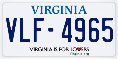 VA license plate VLF4965